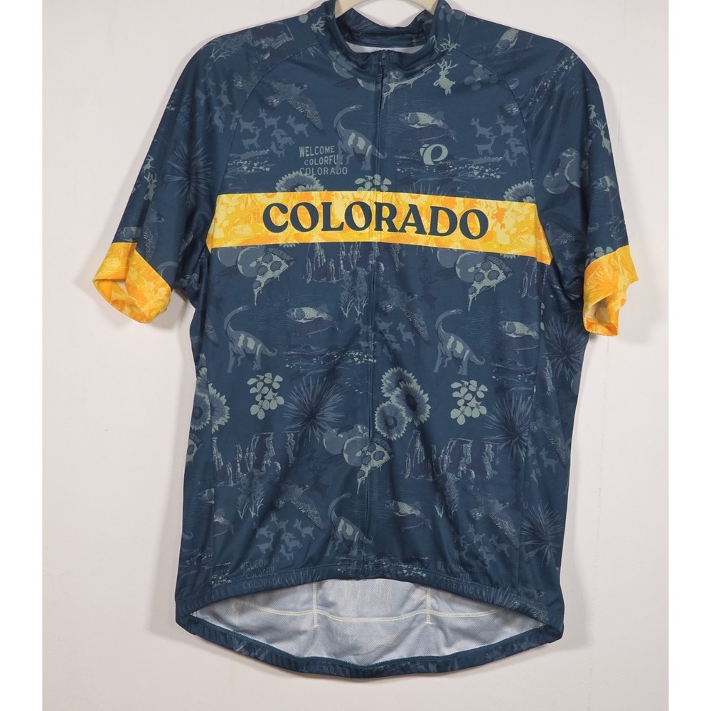 Pearl Izumi Womens Large Colorado Cycling Jersey Blue Short Sleeve Bike Top